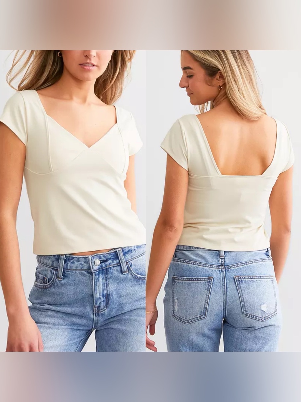 Buckle BKE Willow & Root Cream White Knit Corset Style Pieced Top L NWT
